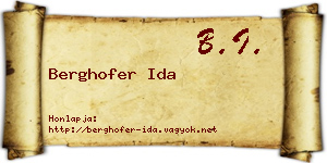 Berghofer Ida névjegykártya